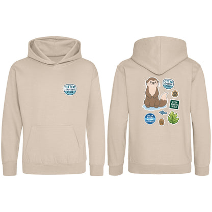 Otter Spotter Club Kids' Hoodie - Badges of the Wild Natural Stone colour variant image