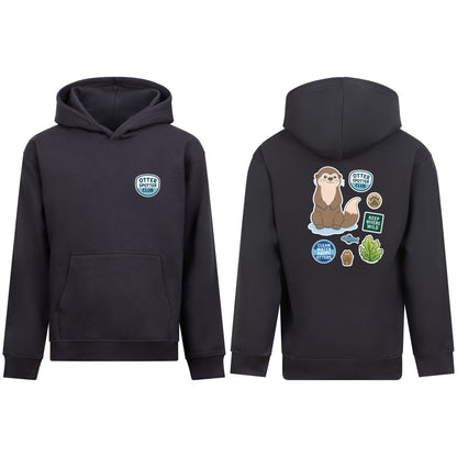 Otter Spotter Club Kids' Hoodie - Badges of the Wild Solid Charcoal colour variant image