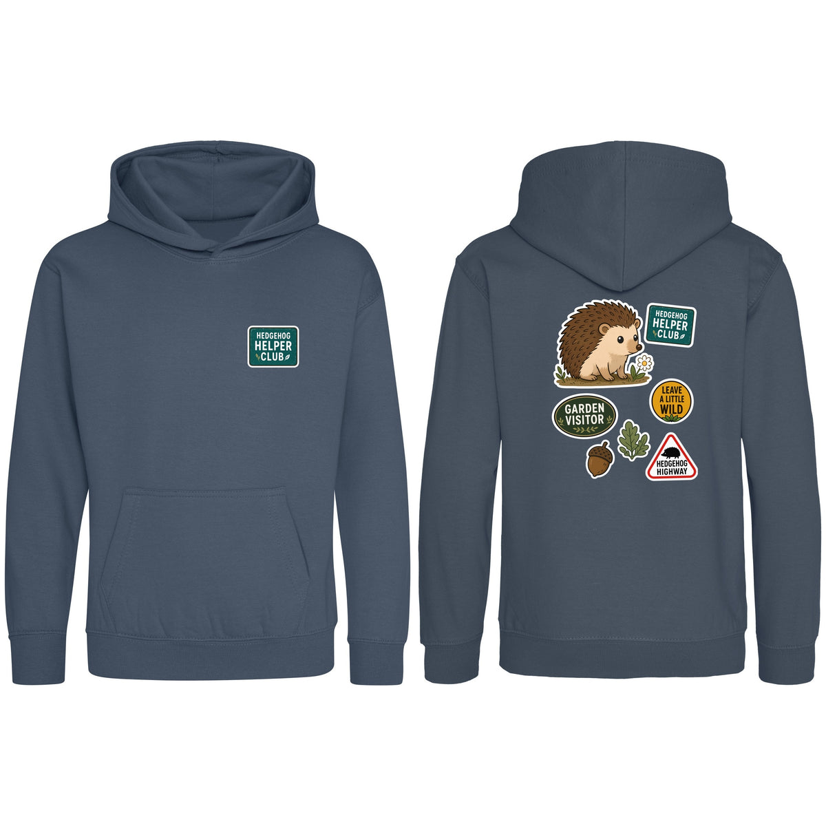 Hedgehog Helper Club Kids' Hoodie - Badges of the Wild Airforce Blue colour variant image