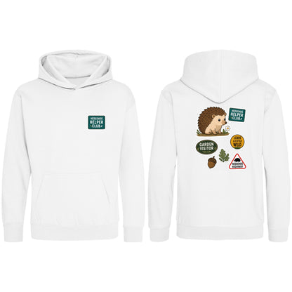 Hedgehog Helper Club Kids' Hoodie - Badges of the Wild Arctic White colour variant image