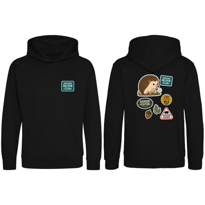 Hedgehog Helper Club Kids' Hoodie - Badges of the Wild Deep Black colour variant image