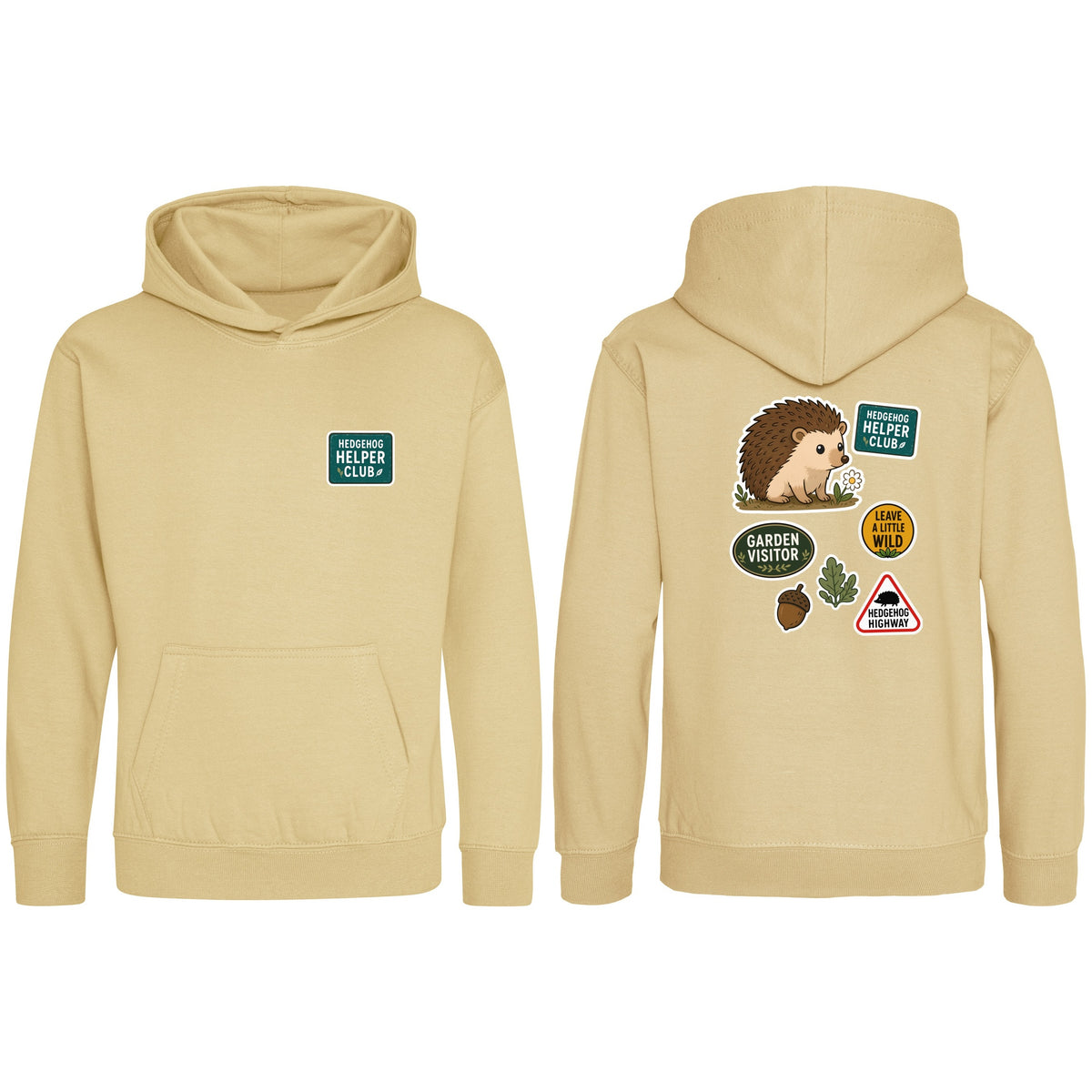 Hedgehog Helper Club Kids' Hoodie - Badges of the Wild Desert Sand colour variant image