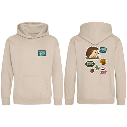 Hedgehog Helper Club Kids' Hoodie - Badges of the Wild Natural Stone colour variant image
