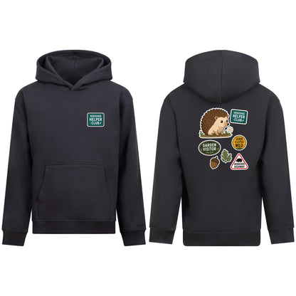 Hedgehog Helper Club Kids' Hoodie - Badges of the Wild Solid Charcoal colour variant image