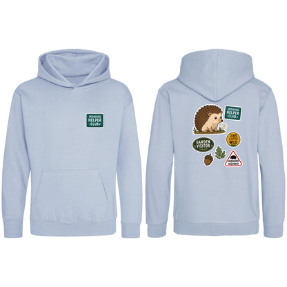 Hedgehog Helper Club Kids' Hoodie - Badges of the Wild Sky Blue colour variant image