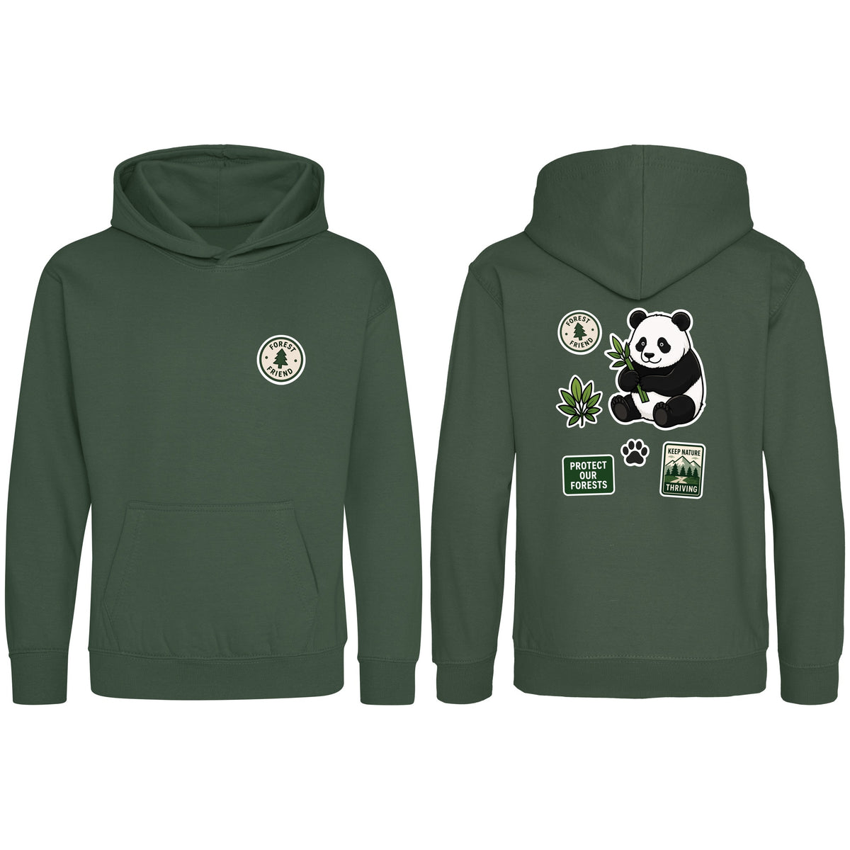 Forest Protector Kids' Hoodie - Badges of the Wild Bottle Green colour variant image