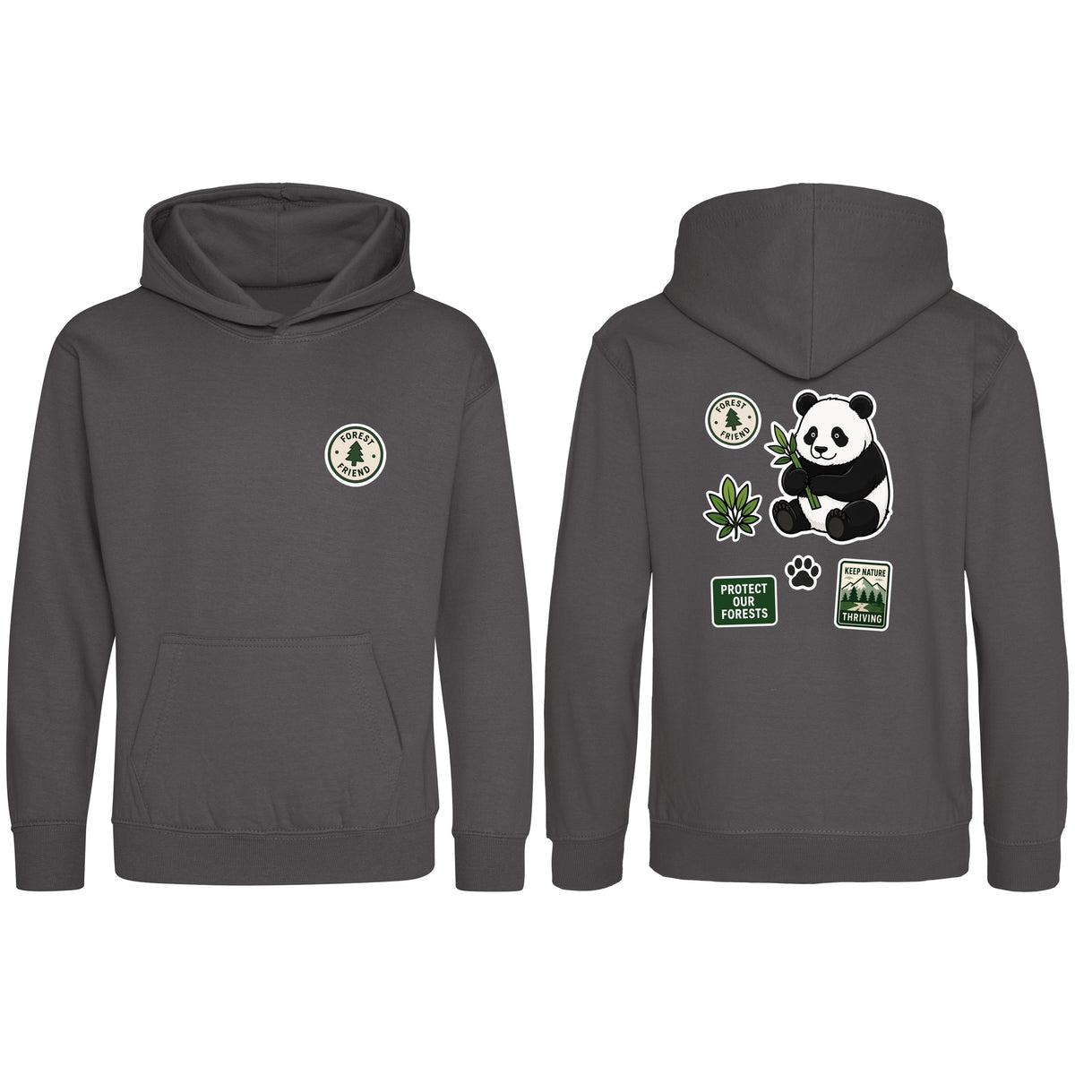 Forest Protector Kids' Hoodie - Badges of the Wild Charcoal colour variant image