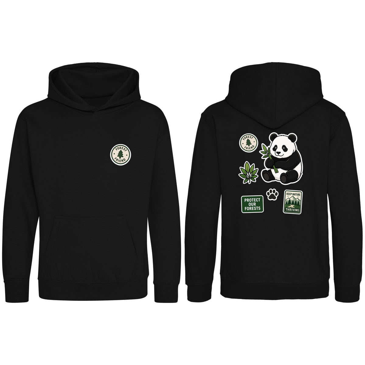 Forest Protector Kids' Hoodie - Badges of the Wild Deep Black colour variant image