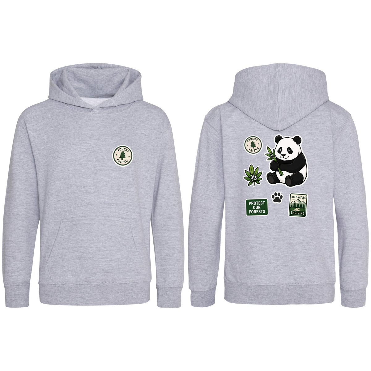Forest Protector Kids' Hoodie - Badges of the Wild Heather Grey colour variant image