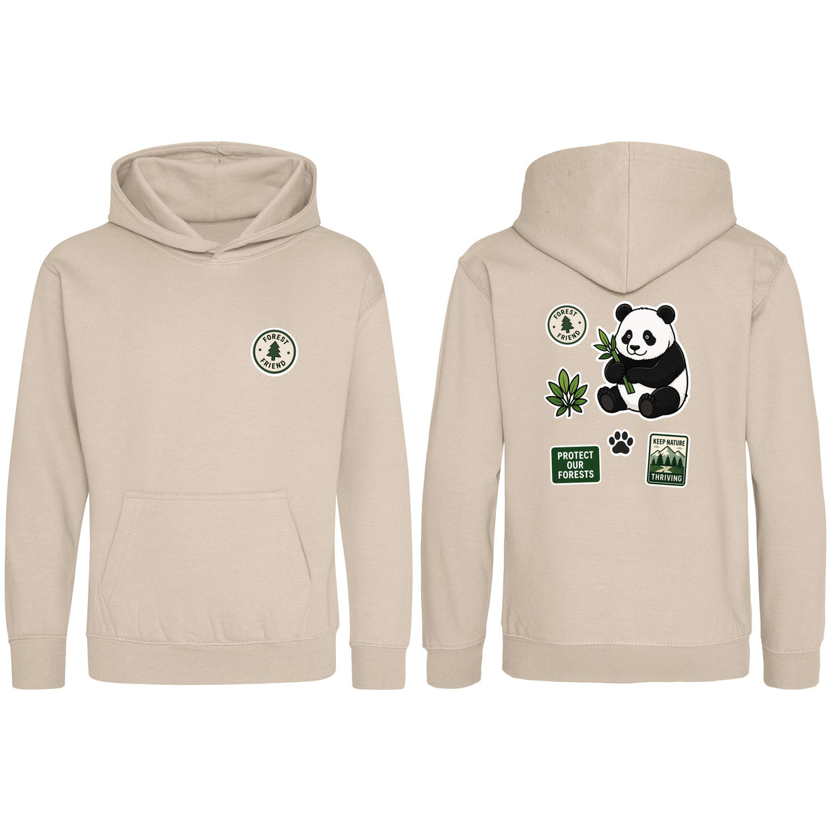 Forest Protector Kids' Hoodie - Badges of the Wild Natural Stone colour variant image