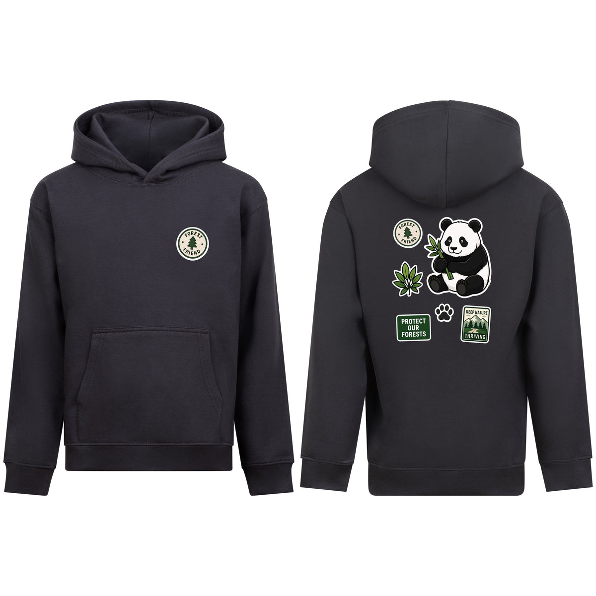 Forest Protector Kids' Hoodie - Badges of the Wild Solid Charcoal colour variant image