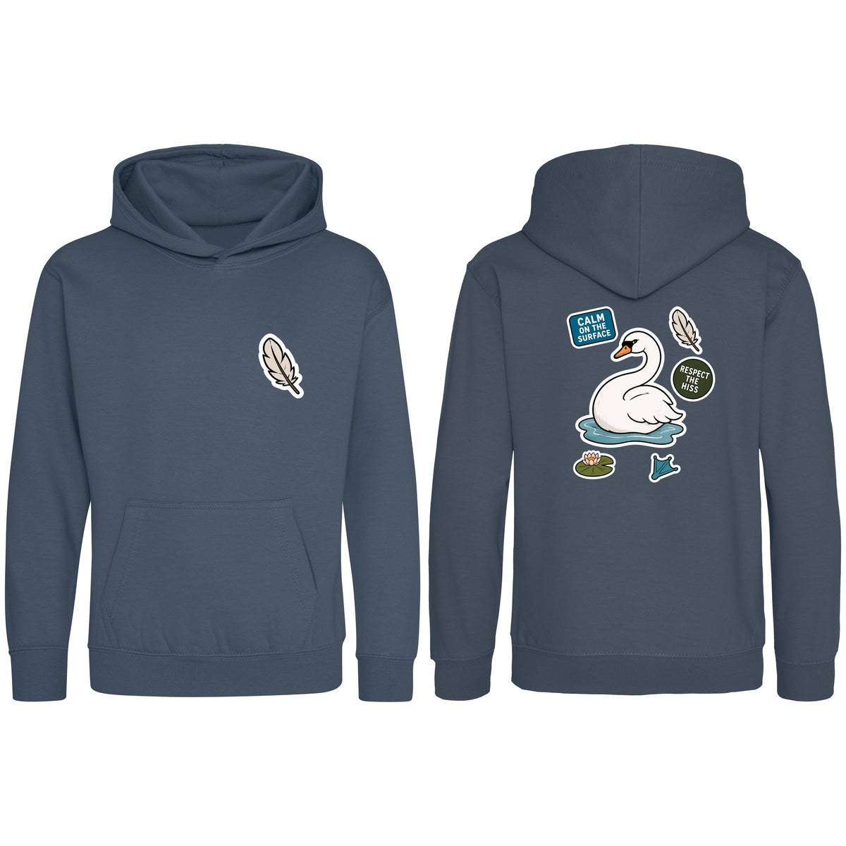 Calm on the Surface Kids' Hoodie - Badges of the Wild Airforce Blue colour variant image