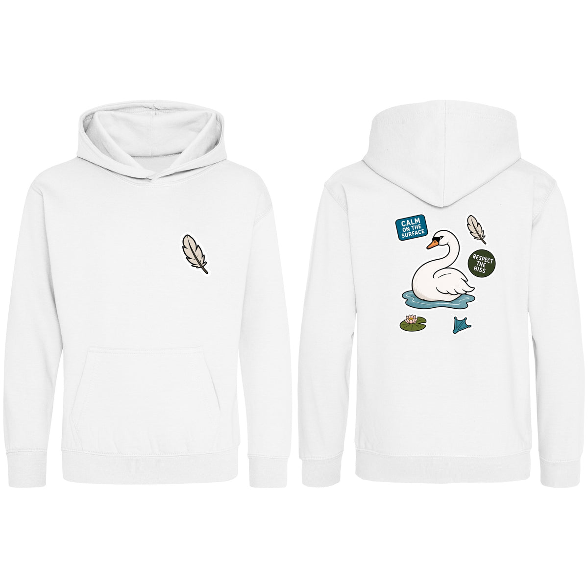 Calm on the Surface Kids' Hoodie - Badges of the Wild Arctic White colour variant image
