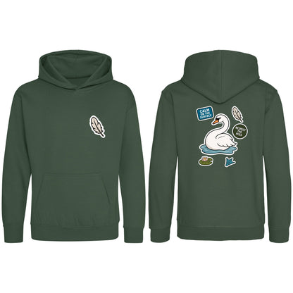 Calm on the Surface Kids' Hoodie - Badges of the Wild Bottle Green colour variant image