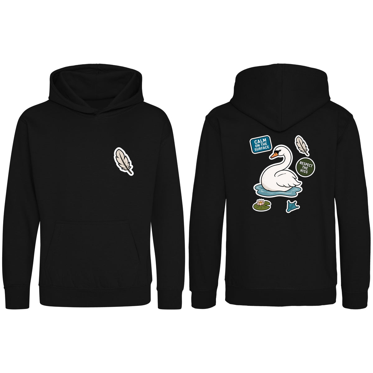 Calm on the Surface Kids' Hoodie - Badges of the Wild Deep Black colour variant image