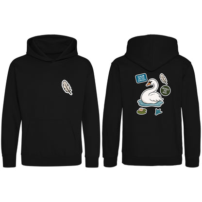 Calm on the Surface Kids' Hoodie - Badges of the Wild Deep Black colour variant image