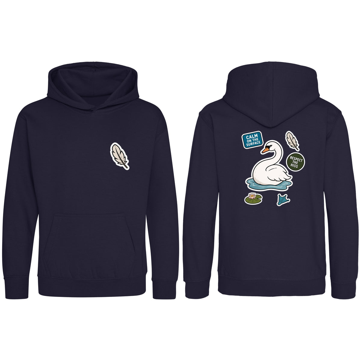 Calm on the Surface Kids' Hoodie - Badges of the Wild French Navy colour variant image