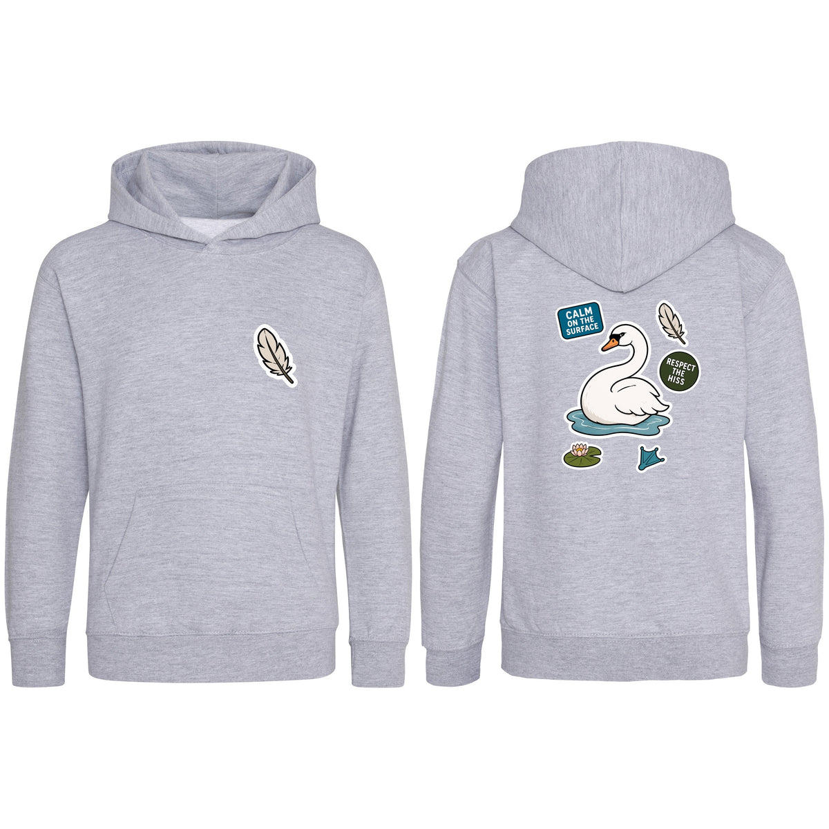 Calm on the Surface Kids' Hoodie - Badges of the Wild Heather Grey colour variant image