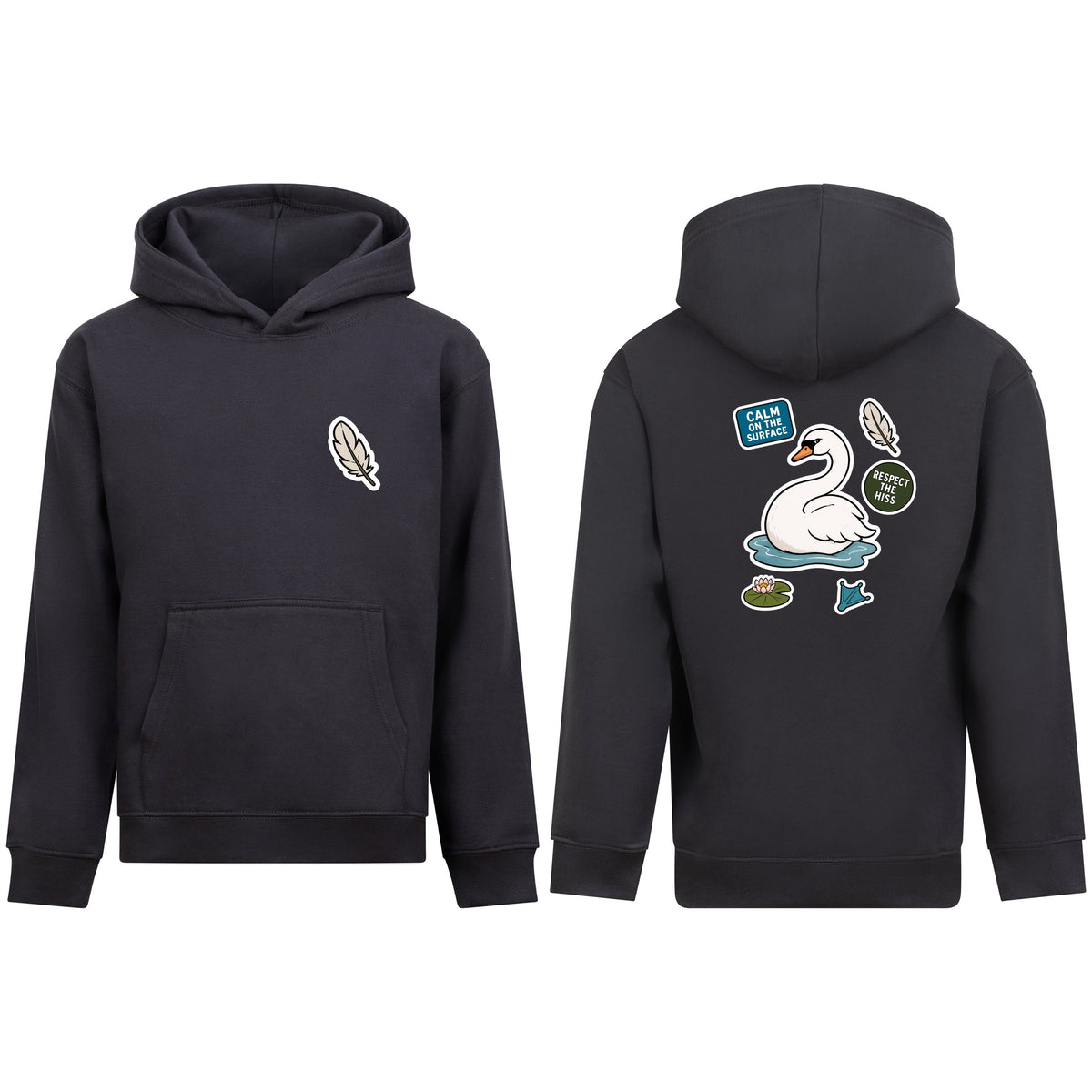 Calm on the Surface Kids' Hoodie - Badges of the Wild Solid Charcoal colour variant image