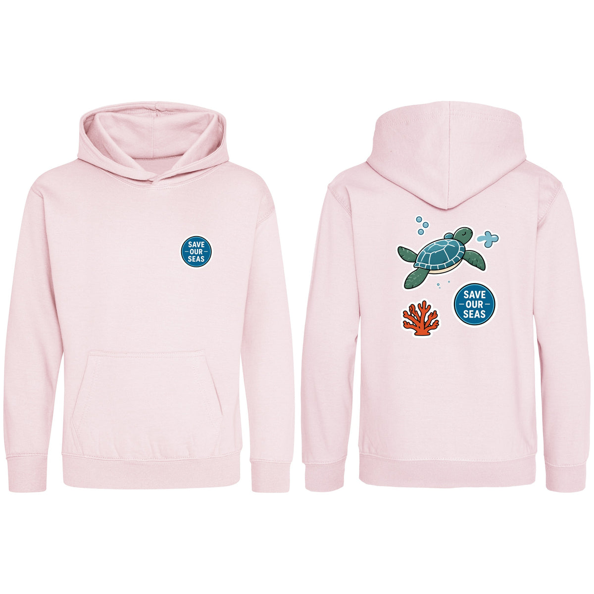 Save Our Seas Kids' Hoodie - Badges of the Wild Baby Pink colour variant image