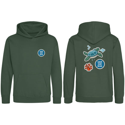 Save Our Seas Kids' Hoodie - Badges of the Wild Bottle Green colour variant image