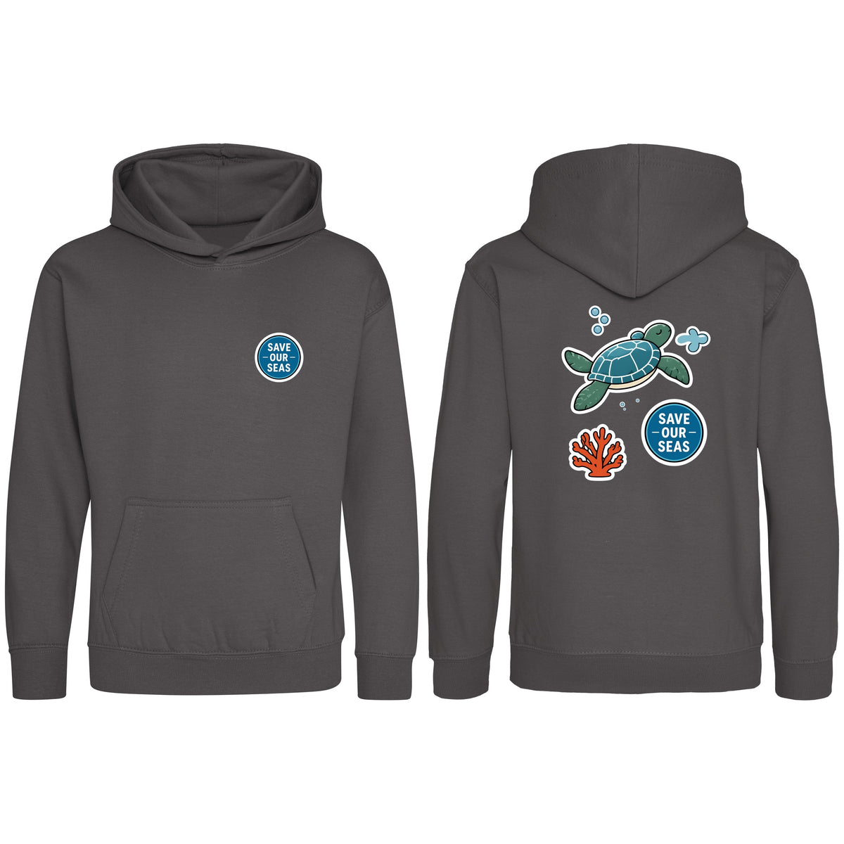 Save Our Seas Kids' Hoodie - Badges of the Wild Charcoal colour variant image