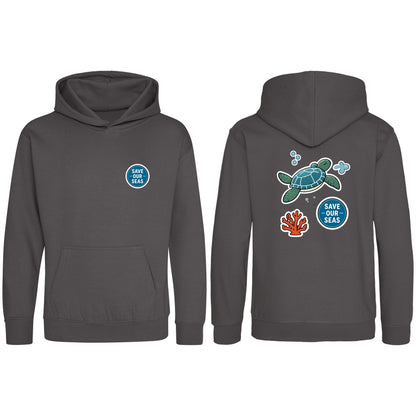 Save Our Seas Kids' Hoodie - Badges of the Wild Charcoal colour variant image