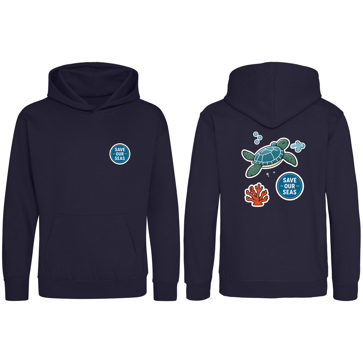 Save Our Seas Kids' Hoodie - Badges of the Wild French Navy colour variant image