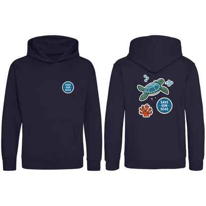 Save Our Seas Kids' Hoodie - Badges of the Wild French Navy colour variant image