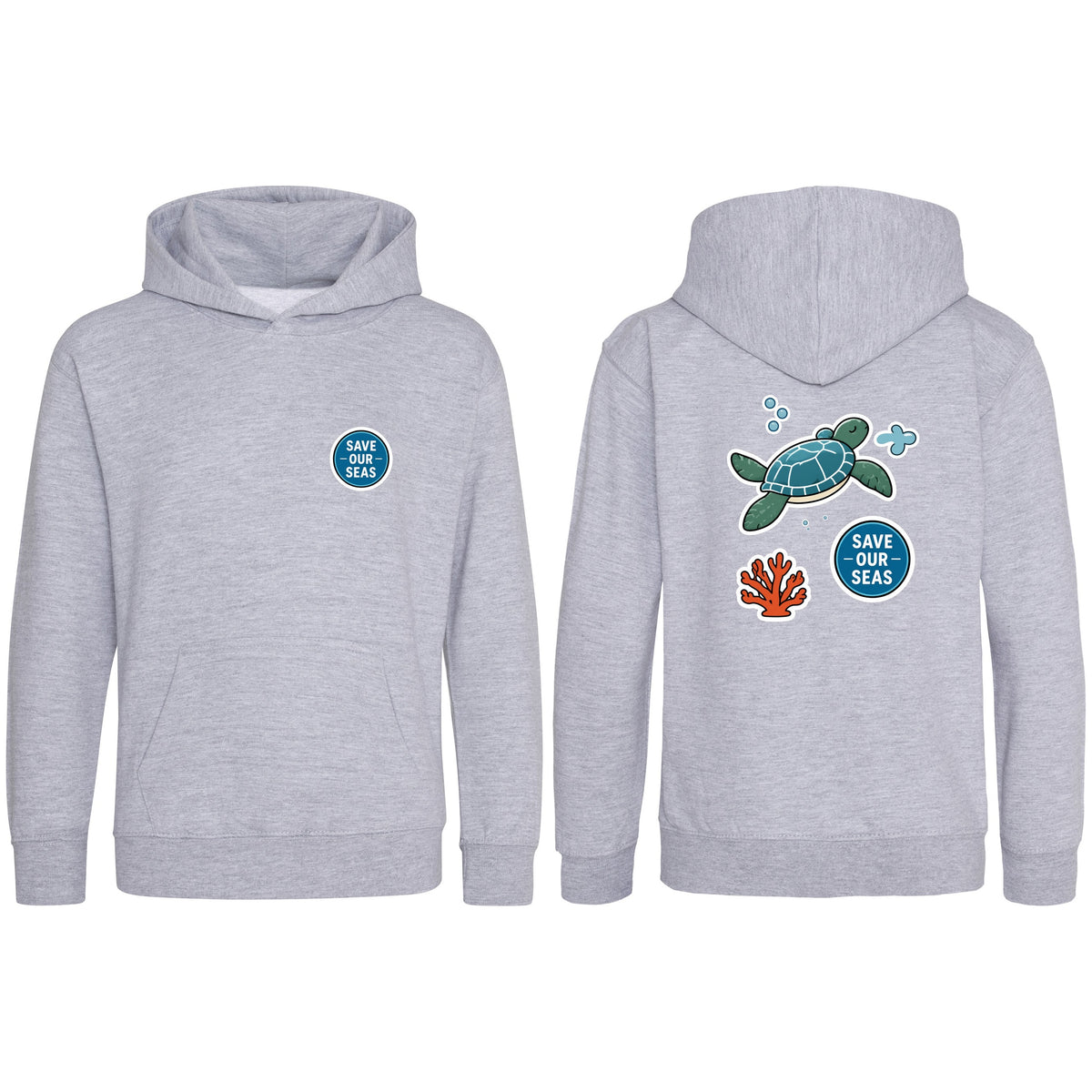Save Our Seas Kids' Hoodie - Badges of the Wild Heather Grey colour variant image