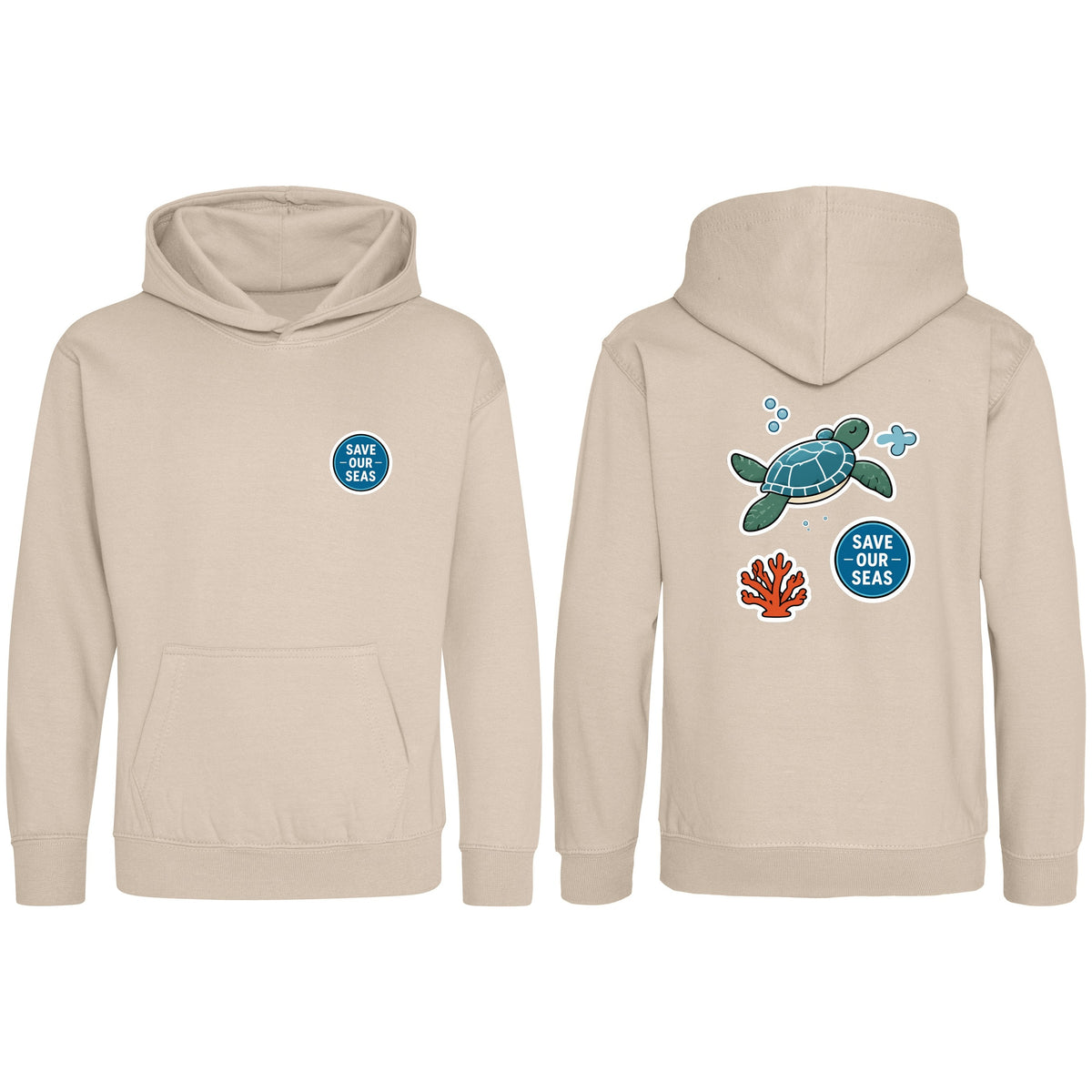 Save Our Seas Kids' Hoodie - Badges of the Wild Natural Stone colour variant image