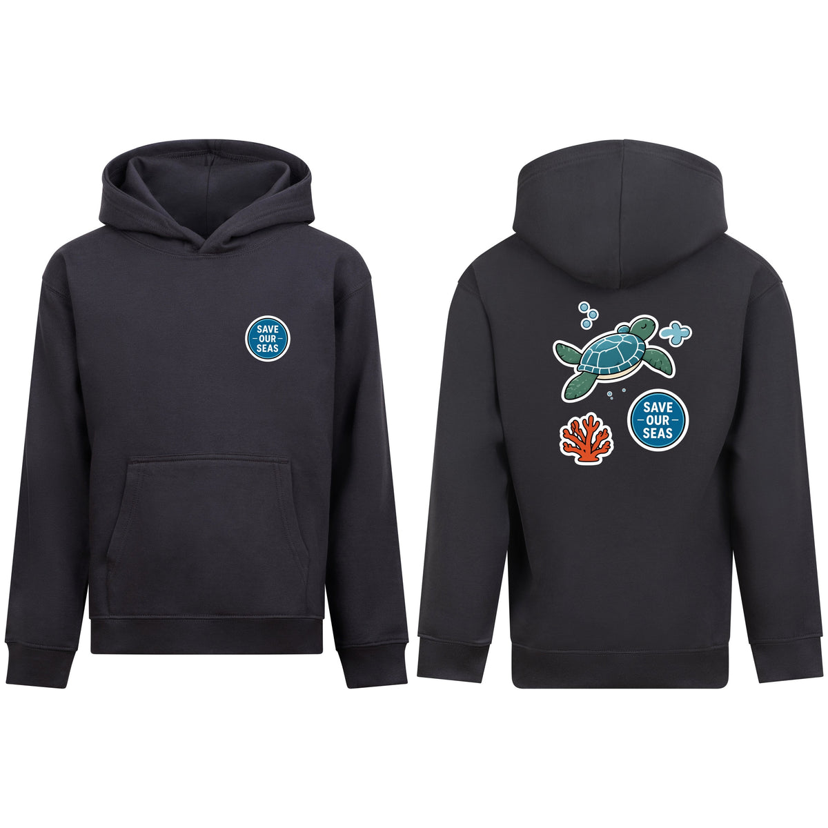 Save Our Seas Kids' Hoodie - Badges of the Wild Solid Charcoal colour variant image