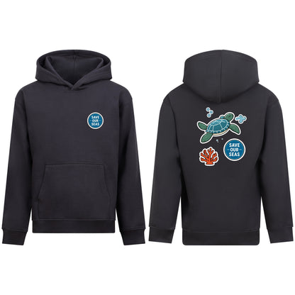 Save Our Seas Kids' Hoodie - Badges of the Wild Solid Charcoal colour variant image