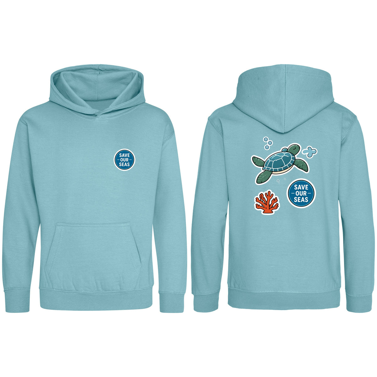 Save Our Seas Kids' Hoodie - Badges of the Wild Seafoam colour variant image