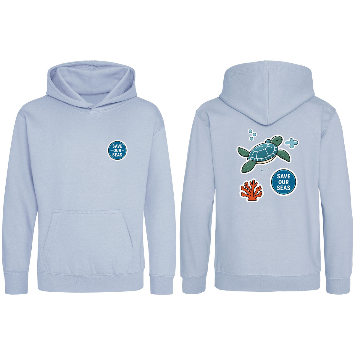 Save Our Seas Kids' Hoodie - Badges of the Wild Sky Blue colour variant image