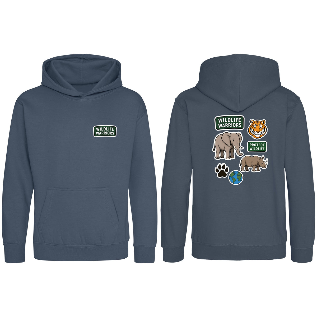 Wildlife Warriors Kids' Hoodie - Badges of the Wild Airforce Blue colour variant image