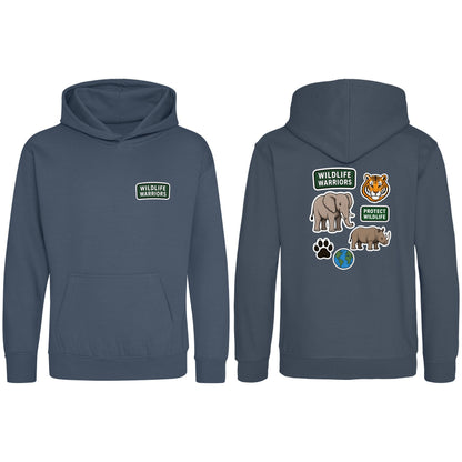 Wildlife Warriors Kids' Hoodie - Badges of the Wild Airforce Blue colour variant image