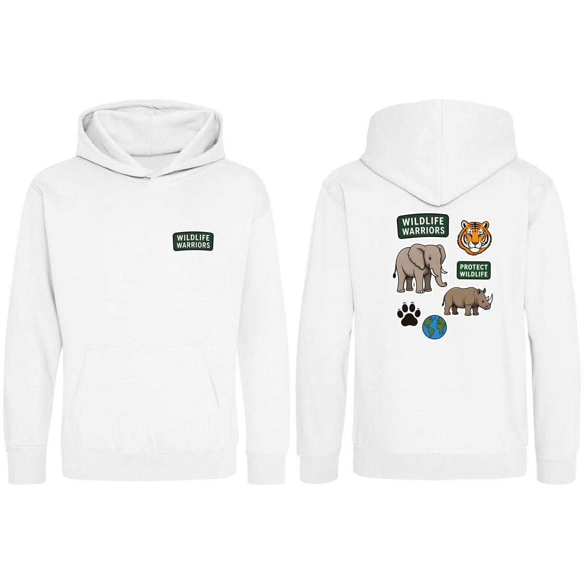 Wildlife Warriors Kids' Hoodie - Badges of the Wild Arctic White colour variant image