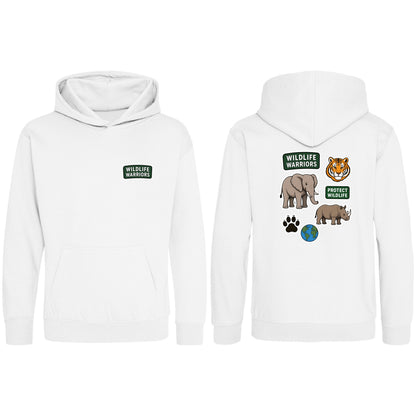 Wildlife Warriors Kids' Hoodie - Badges of the Wild Arctic White colour variant image