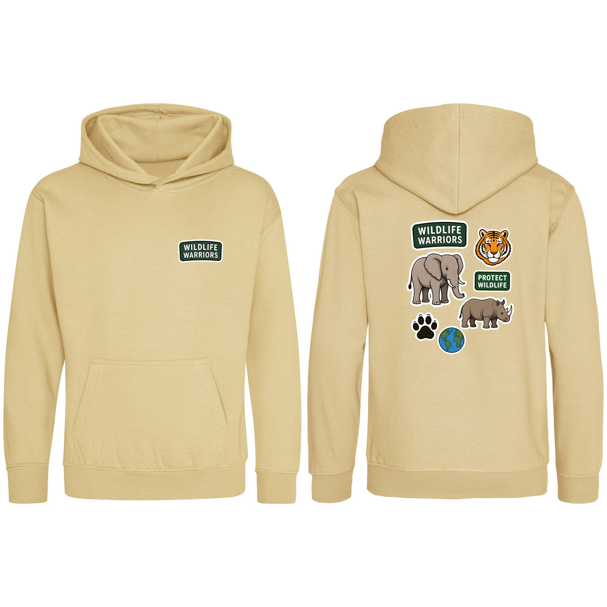 Wildlife Warriors Kids' Hoodie - Badges of the Wild Desert Sand colour variant image