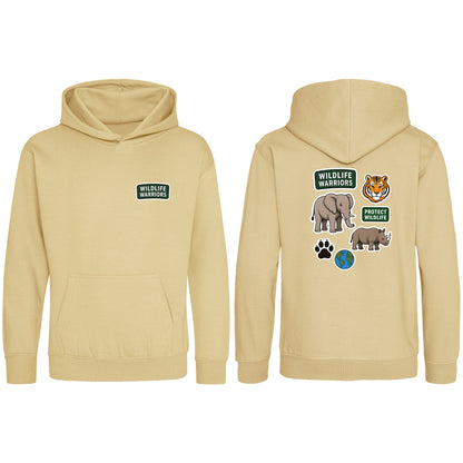 Wildlife Warriors Kids' Hoodie - Badges of the Wild Desert Sand colour variant image
