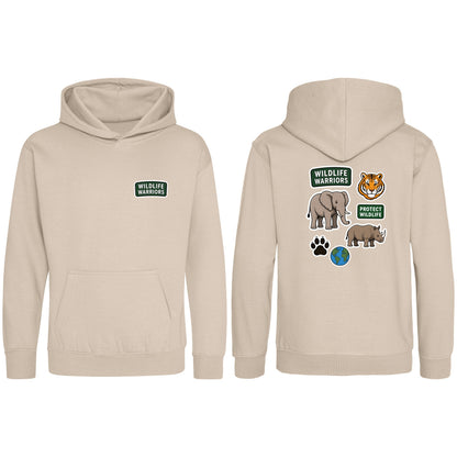 Wildlife Warriors Kids' Hoodie - Badges of the Wild Natural Stone colour variant image