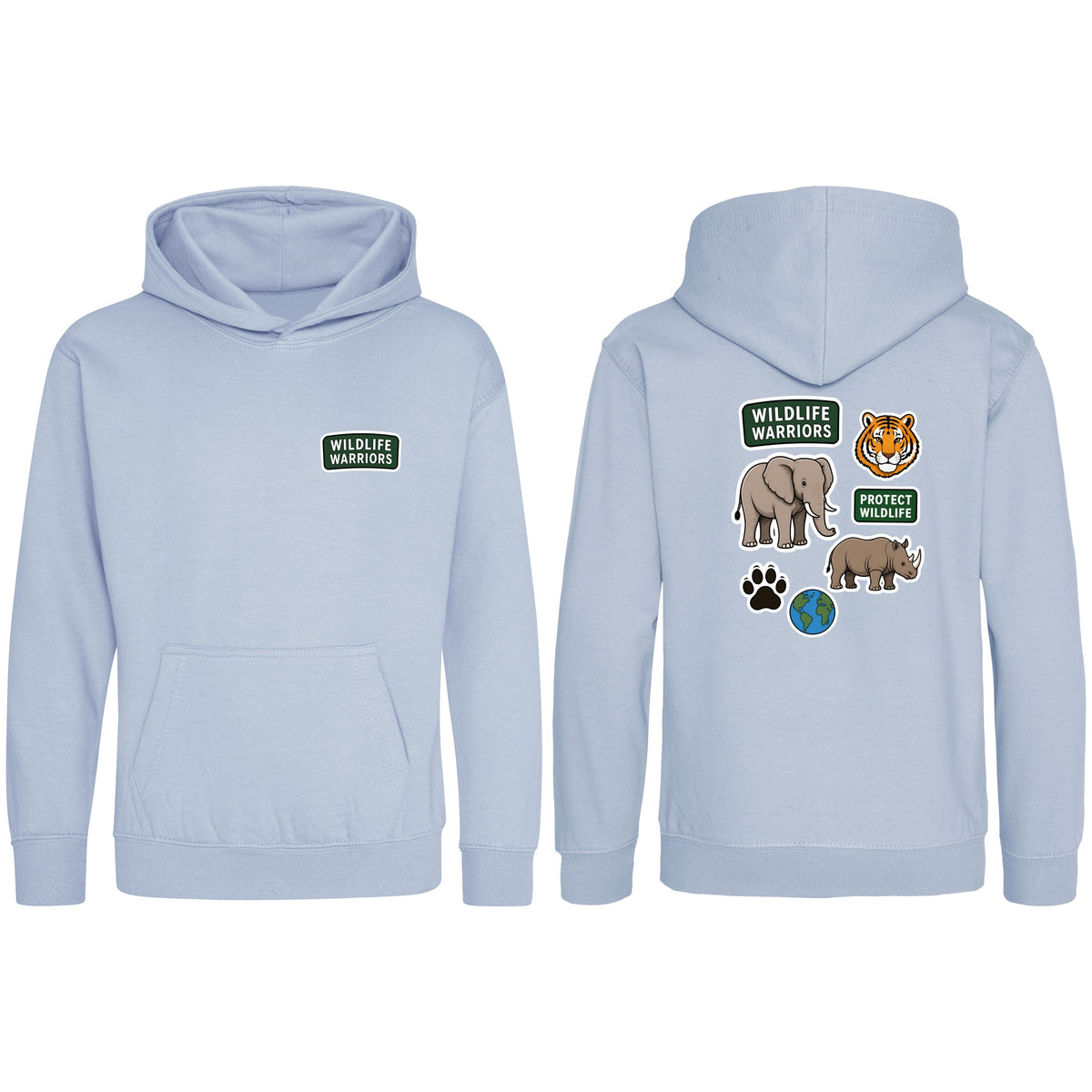 Wildlife Warriors Kids' Hoodie - Badges of the Wild Sky Blue colour variant image
