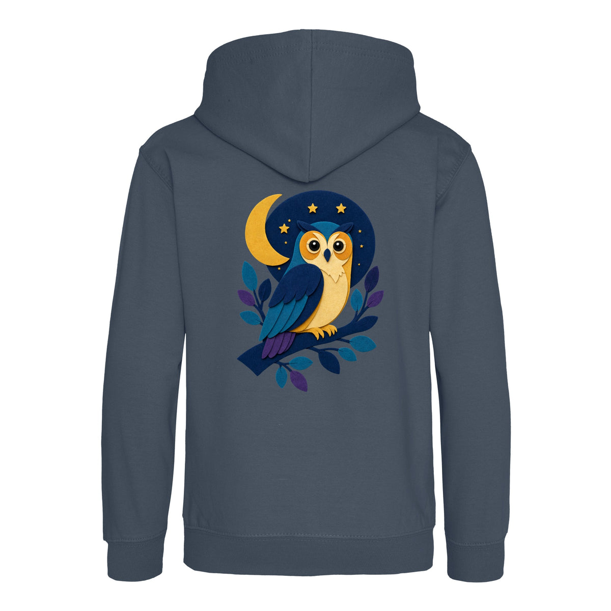 Owl in the Moonlight Kids' Hoodie - Felt & Fauna Airforce Blue colour variant image