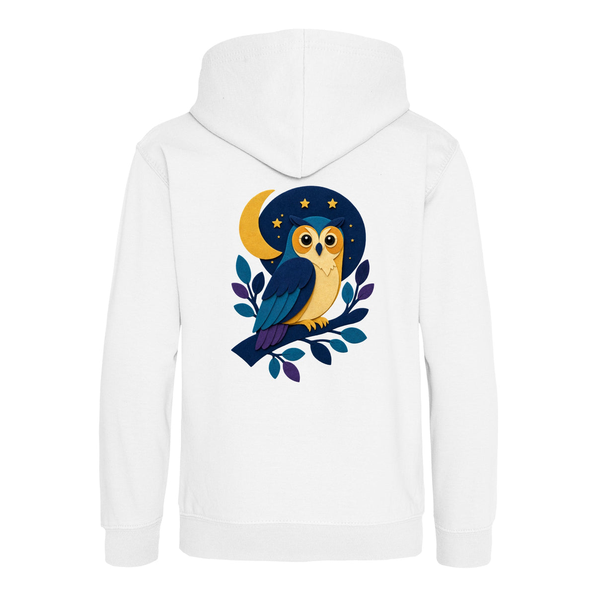 Owl in the Moonlight Kids' Hoodie - Felt & Fauna Arctic White colour variant image
