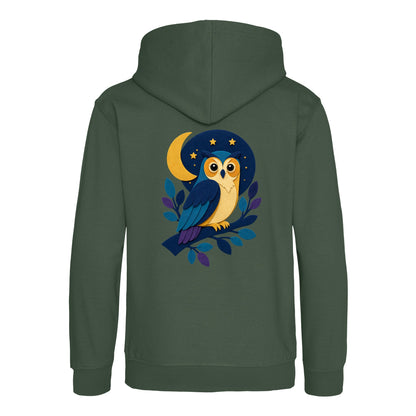 Owl in the Moonlight Kids' Hoodie - Felt & Fauna Bottle Green colour variant image