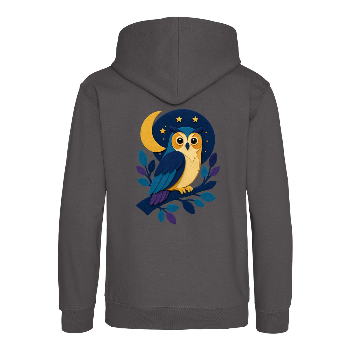 Owl in the Moonlight Kids' Hoodie - Felt & Fauna Charcoal colour variant image