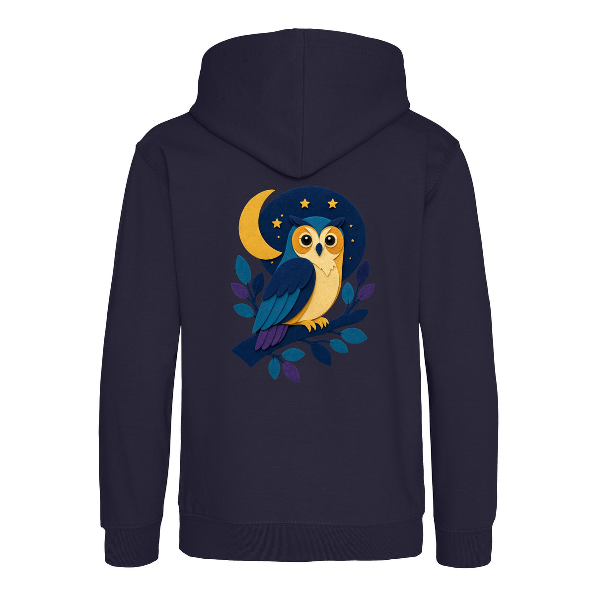 Owl in the Moonlight Kids' Hoodie - Felt & Fauna French Navy colour variant image