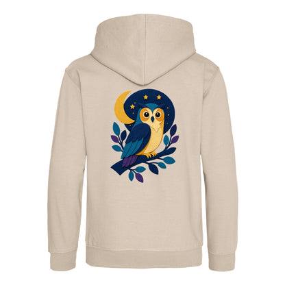 Owl in the Moonlight Kids' Hoodie - Felt & Fauna Natural Stone colour variant image