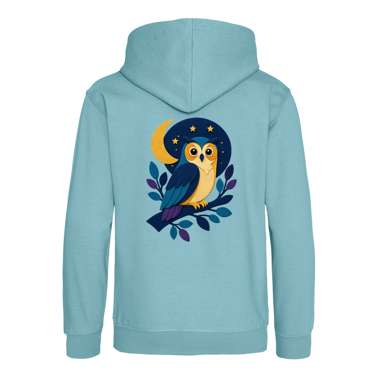 Owl in the Moonlight Kids' Hoodie - Felt & Fauna Seafoam colour variant image
